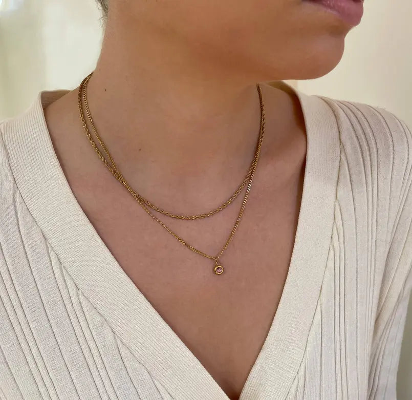 DELILAH TOURMALINE BIRTHSTONE PENDANT NECKLACE - OCTOBER Mai Desiree