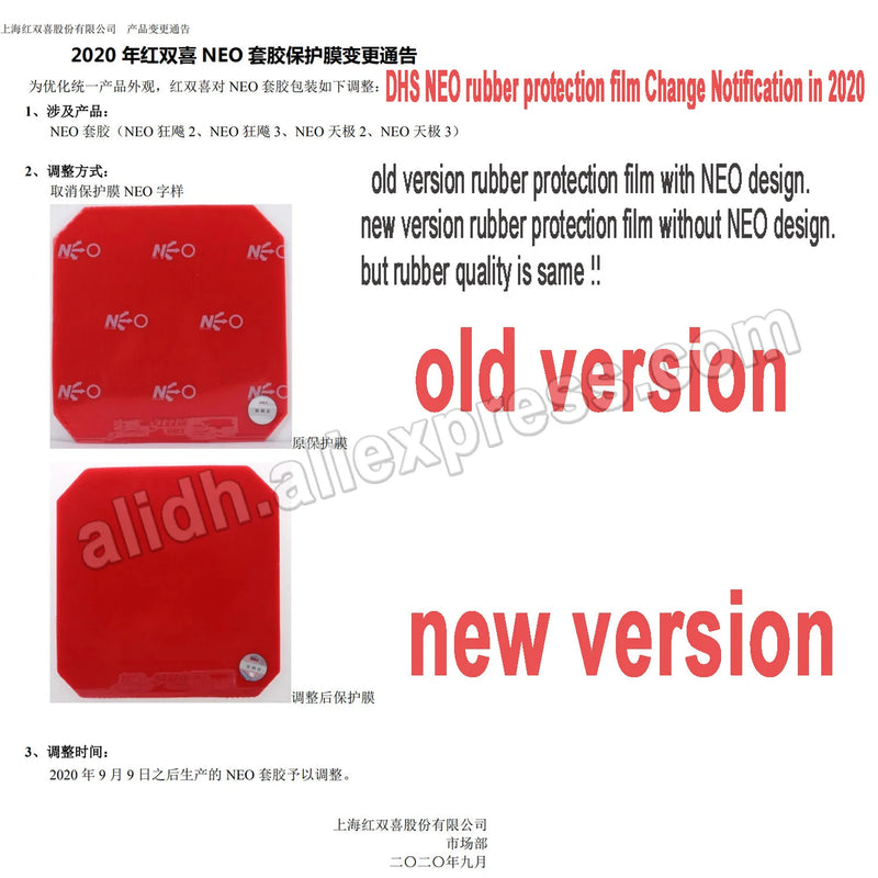 DHS NEO Hurricane 3 NEO Hurricane3 Provincial team version Pips-In Table Tennis Rubber With Sponge for pingpong racket