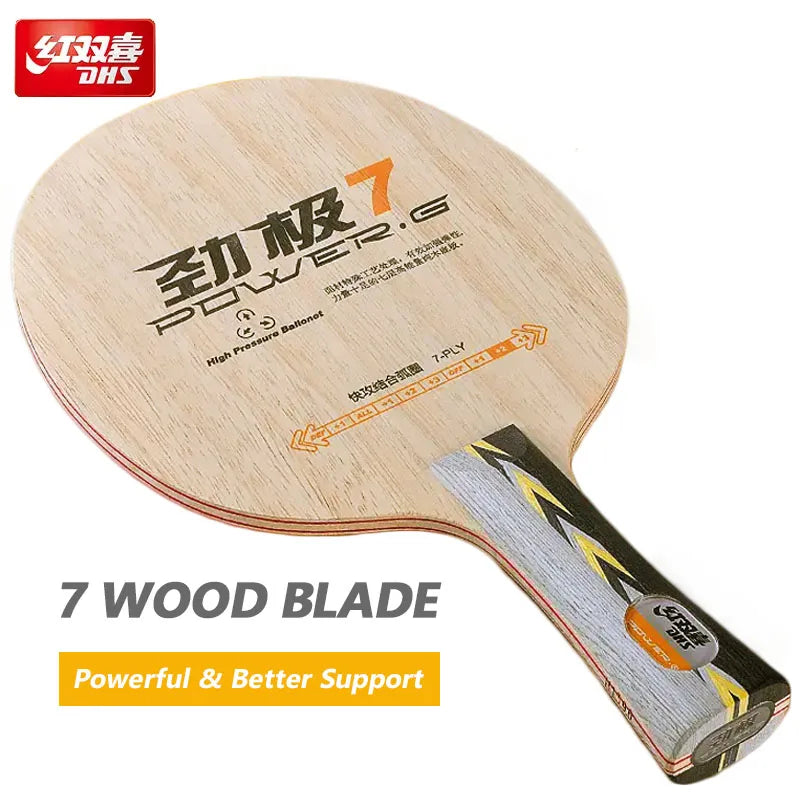 DHS Power G7 PG7 Table Tennis Racket 7 Pure Wood Offensive Good Support Ping Pong Blade with Original Box