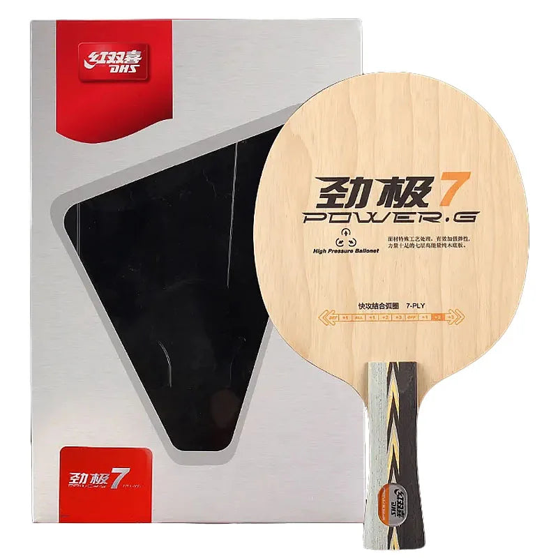 DHS Power G7 PG7 Table Tennis Racket 7 Pure Wood Offensive Good Support Ping Pong Blade with Original Box