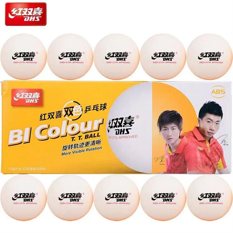 DHS Table Tennis Balls D40+ Top New Material Yellow and White Double Color Ping Pong Balls For Competition