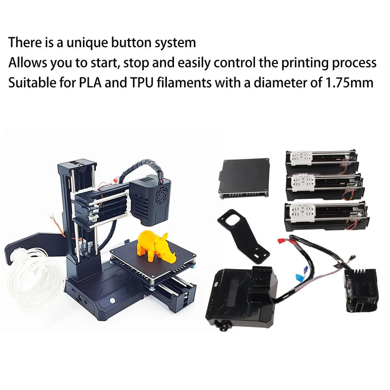 DIY 3D Printer Kit Mini 3D Printer for Beginners High Printing Accuracy Uniform Heating Printing Volume 4x4x4in Mini 3D Printer GreatEagleInc