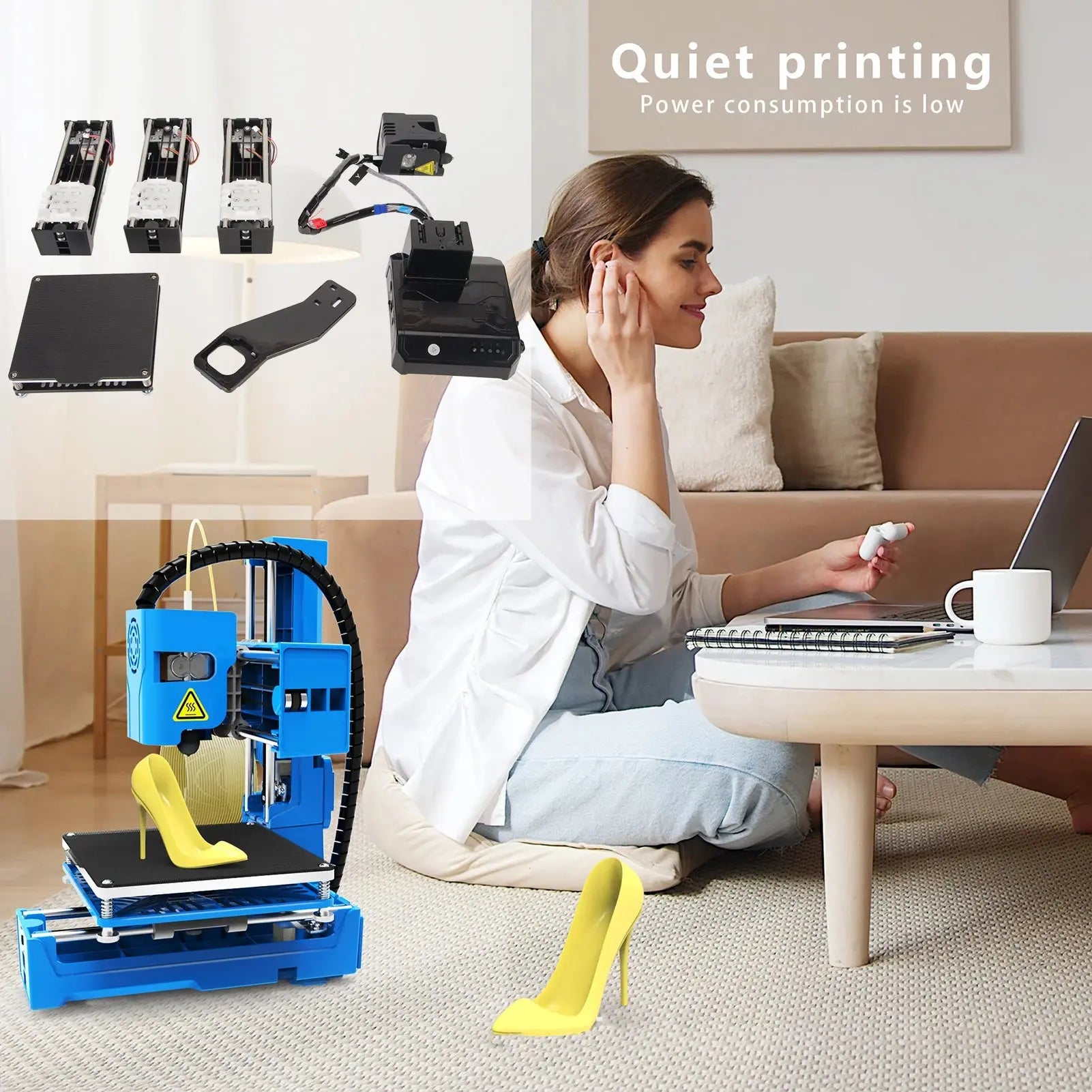 DIY 3D Printer Kit Mini 3D Printer for Beginners High Printing Accuracy Uniform Heating Printing Volume 4x4x4in Mini 3D Printer GreatEagleInc