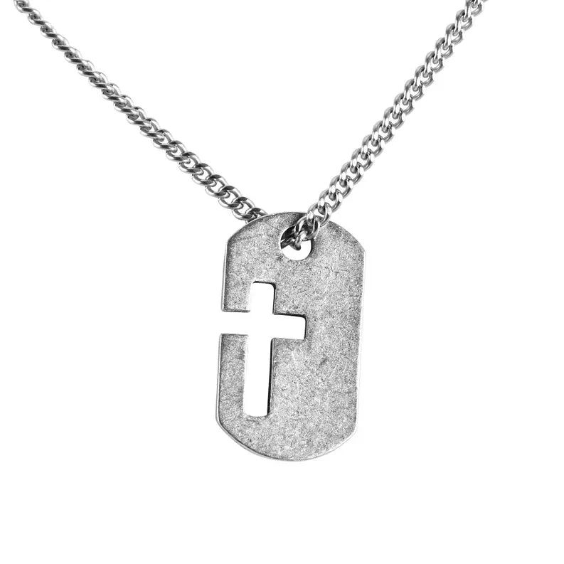 DOGTAG CROSS PEWTER NECKLACE 24"CH Dicksons Inc