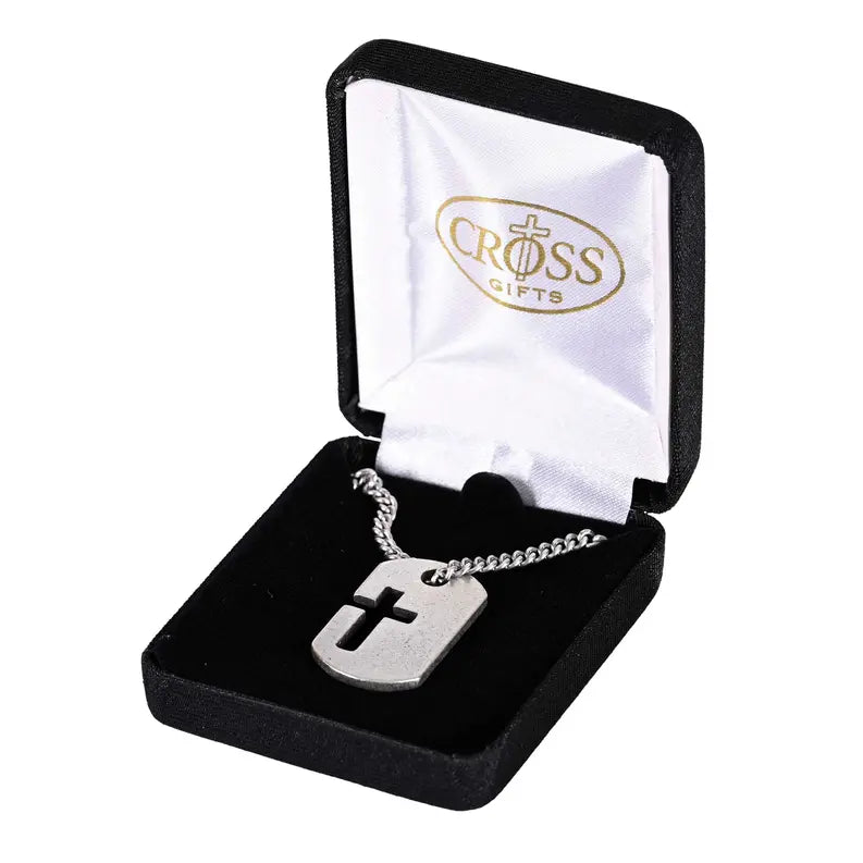 DOGTAG CROSS PEWTER NECKLACE 24"CH Dicksons Inc