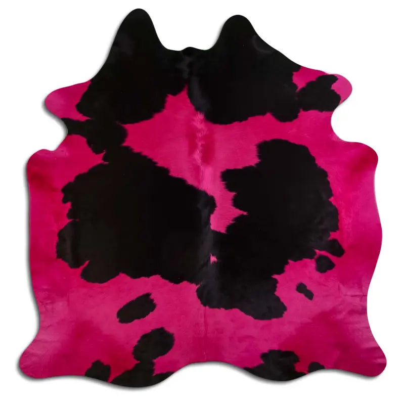 DYED HAIR ON COWHIDE DYED HOT PINK ON BLACK AND WHITE MODA-DBK
