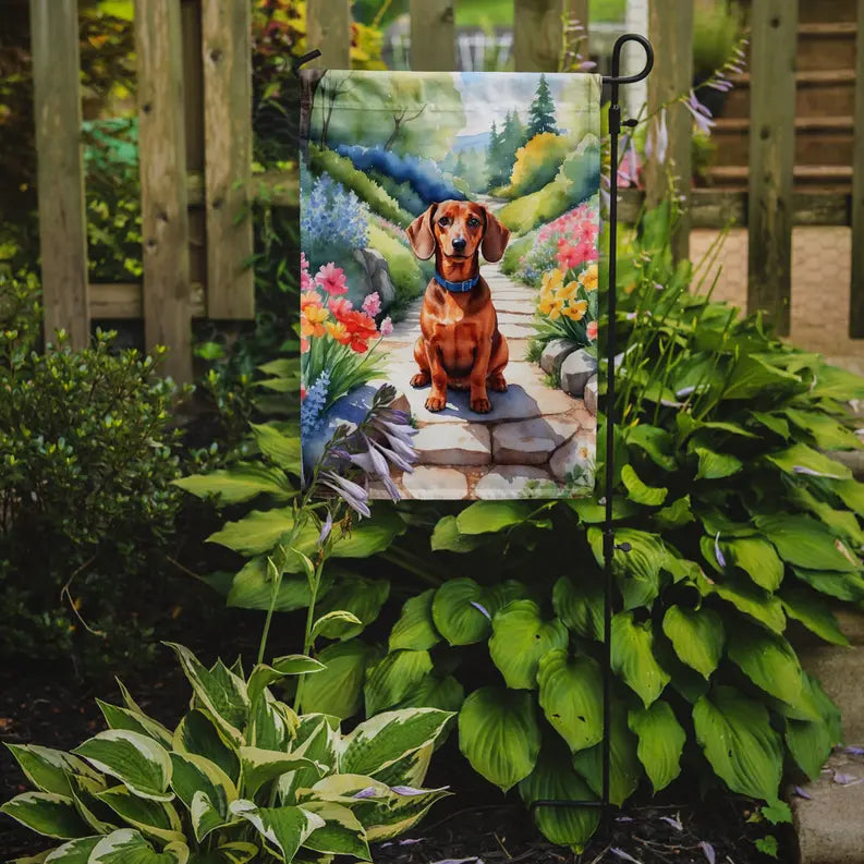Dachshund Spring Path Garden Flag Caroline's Treasures