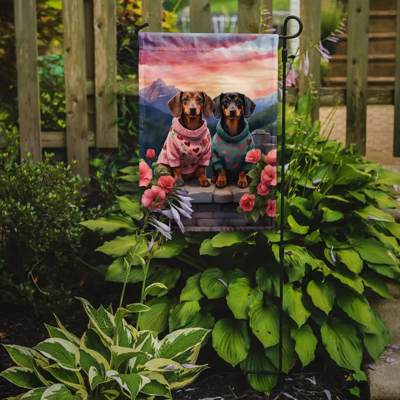 Dachshund Two Hearts Garden Flag Caroline's Treasures