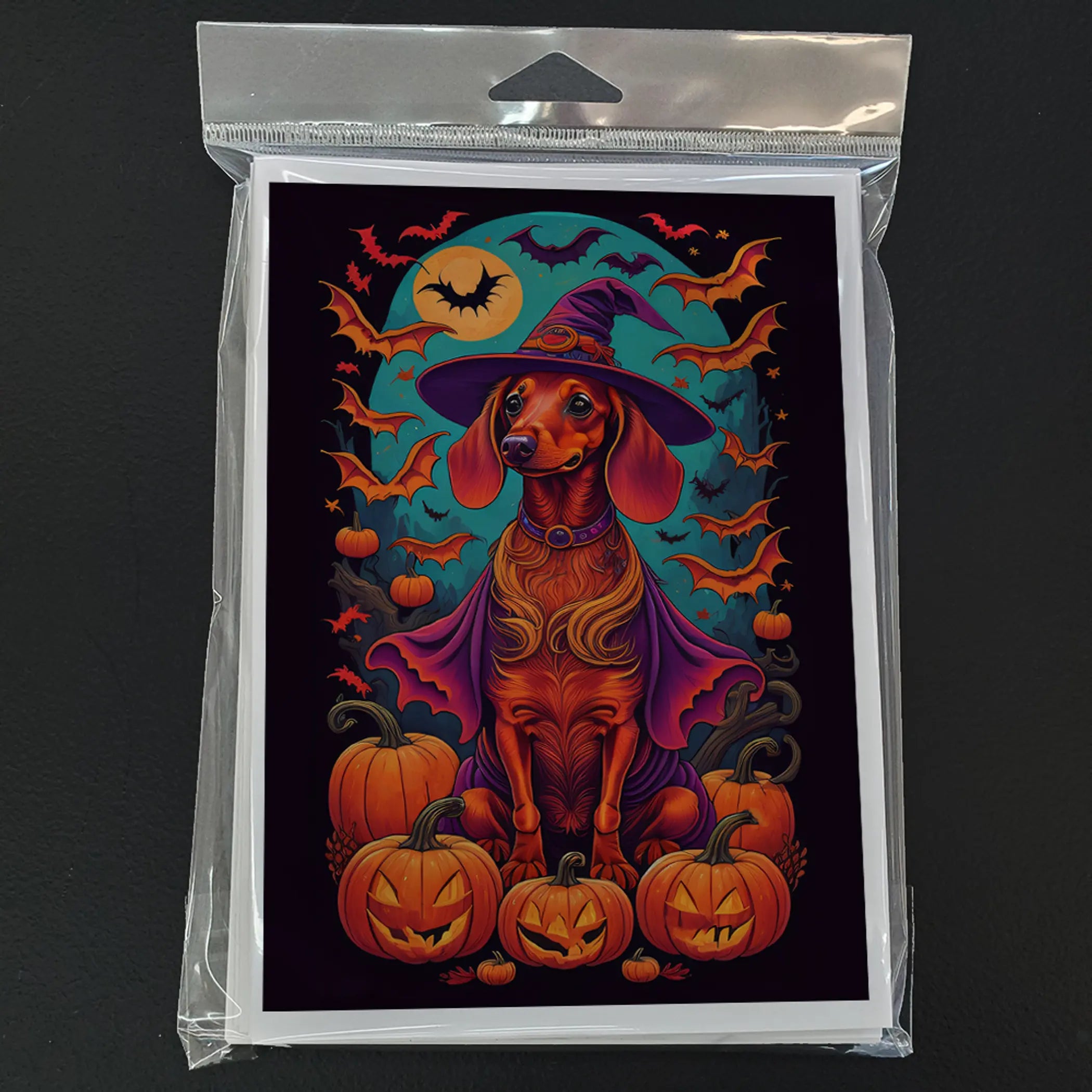 Dachshund Witchy Halloween Greeting Cards Pack of 8 Caroline's Treasures