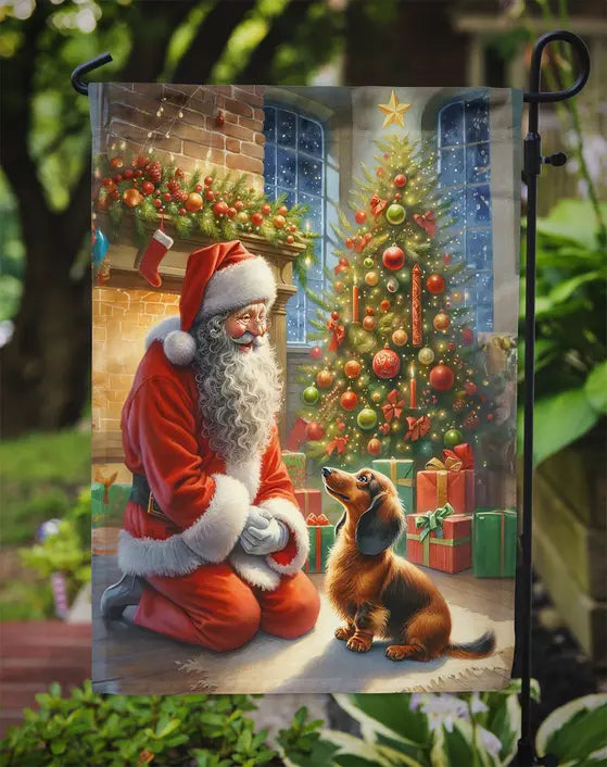 Dachshund and Santa Claus Garden Flag Caroline's Treasures