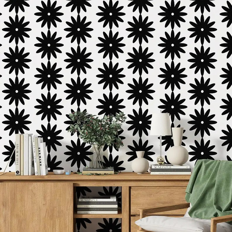 Daisies' Floral Farmhouse Peel & Stick Wallpaper SBC-LTD