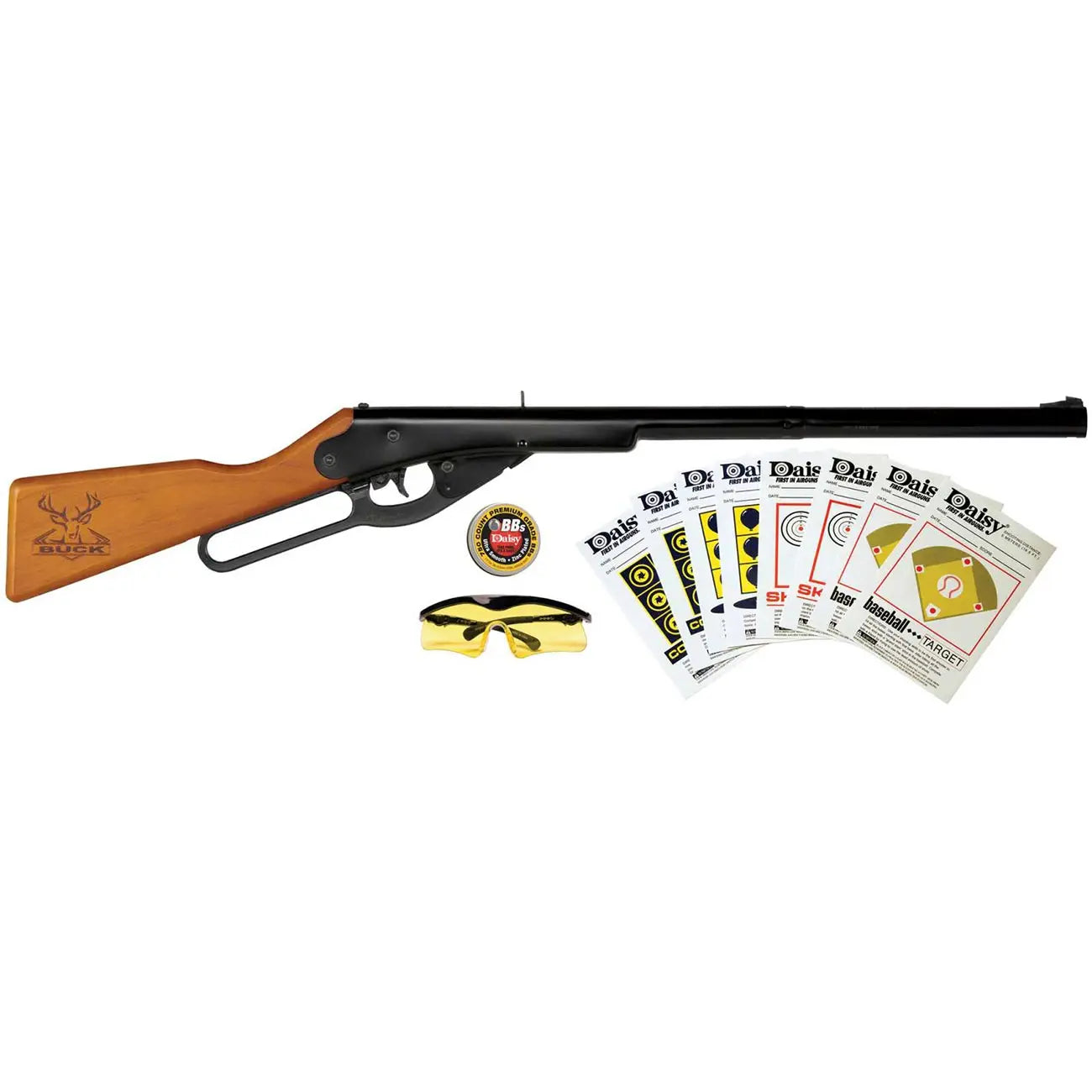Daisy Buck 4105 Lever Action Spring Air Bb Rifle With Shooting Kit Daisy