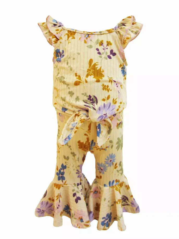Daisy Days Set Tie Front Top and Flare Pants Little Mass