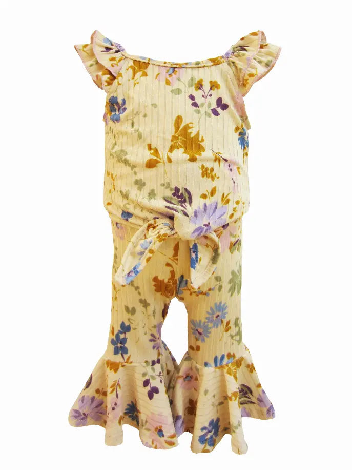 Daisy Days Set Tie Front Top and Flare Pants Little Mass