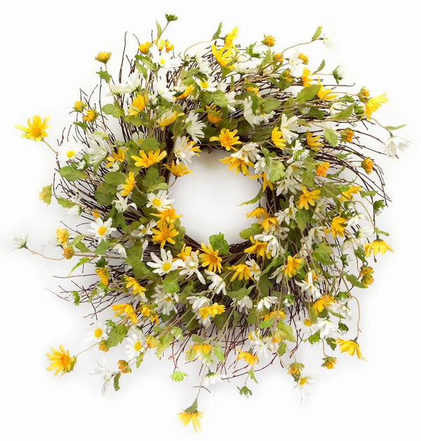 Daisy Wreath 24"D Polyester Melrose Intl.
