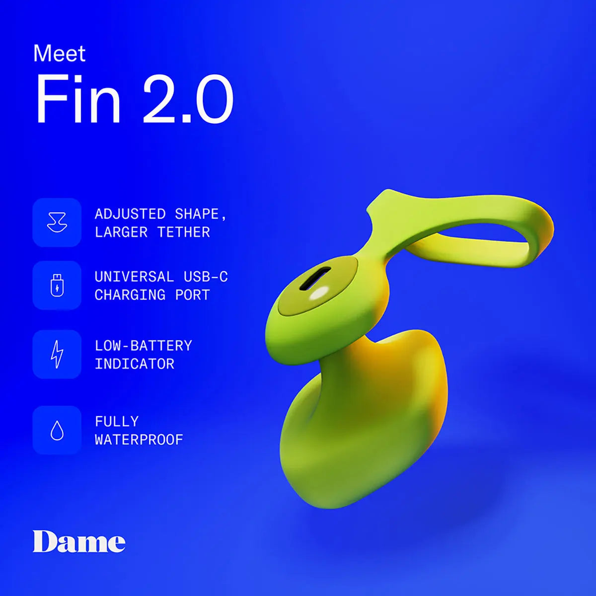 Dame Fin 2.0 Finger Vibrator Citrus Dame Products