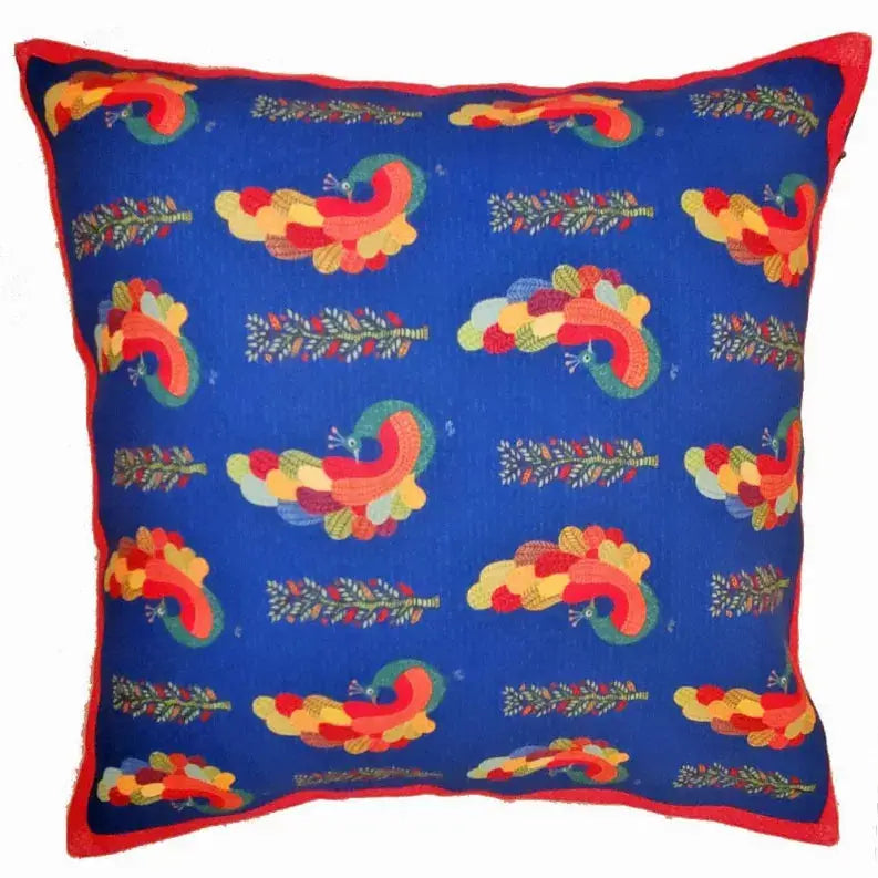 Dancing Peacock Cartoon Cushion Cover Design Home Accent Furnishing - 16" x 16" Wild Lotus