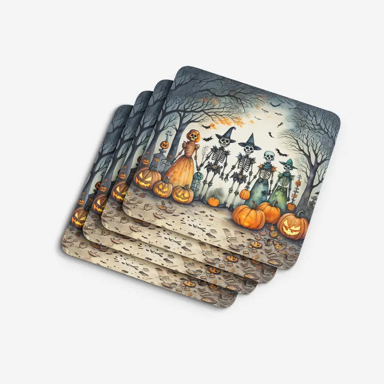 Dancing Skeletons Spooky Halloween Foam Coasters Caroline's Treasures