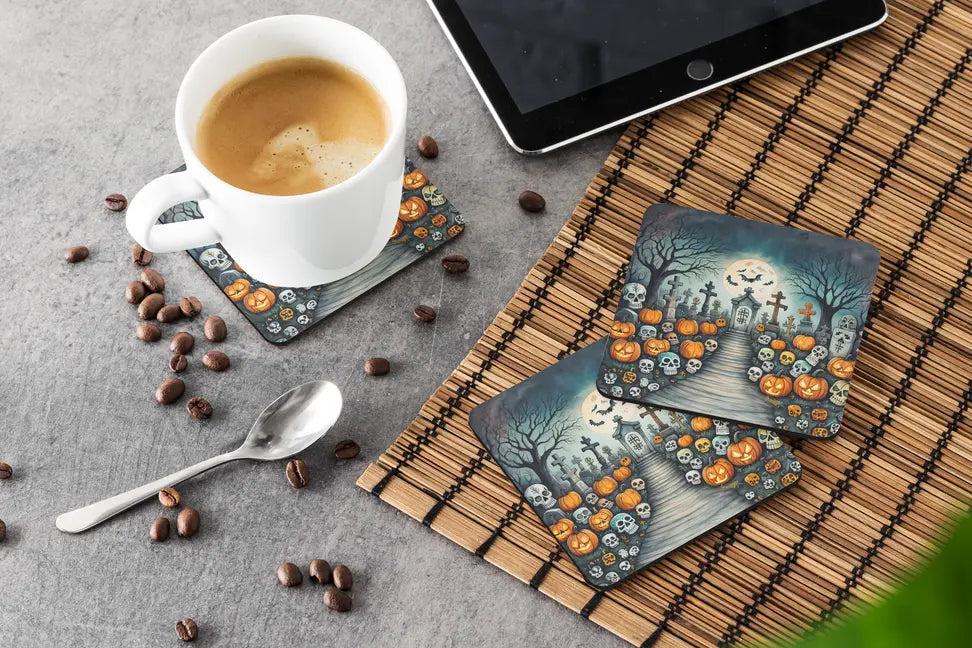 Dancing Skeletons Spooky Halloween Foam Coasters Caroline's Treasures