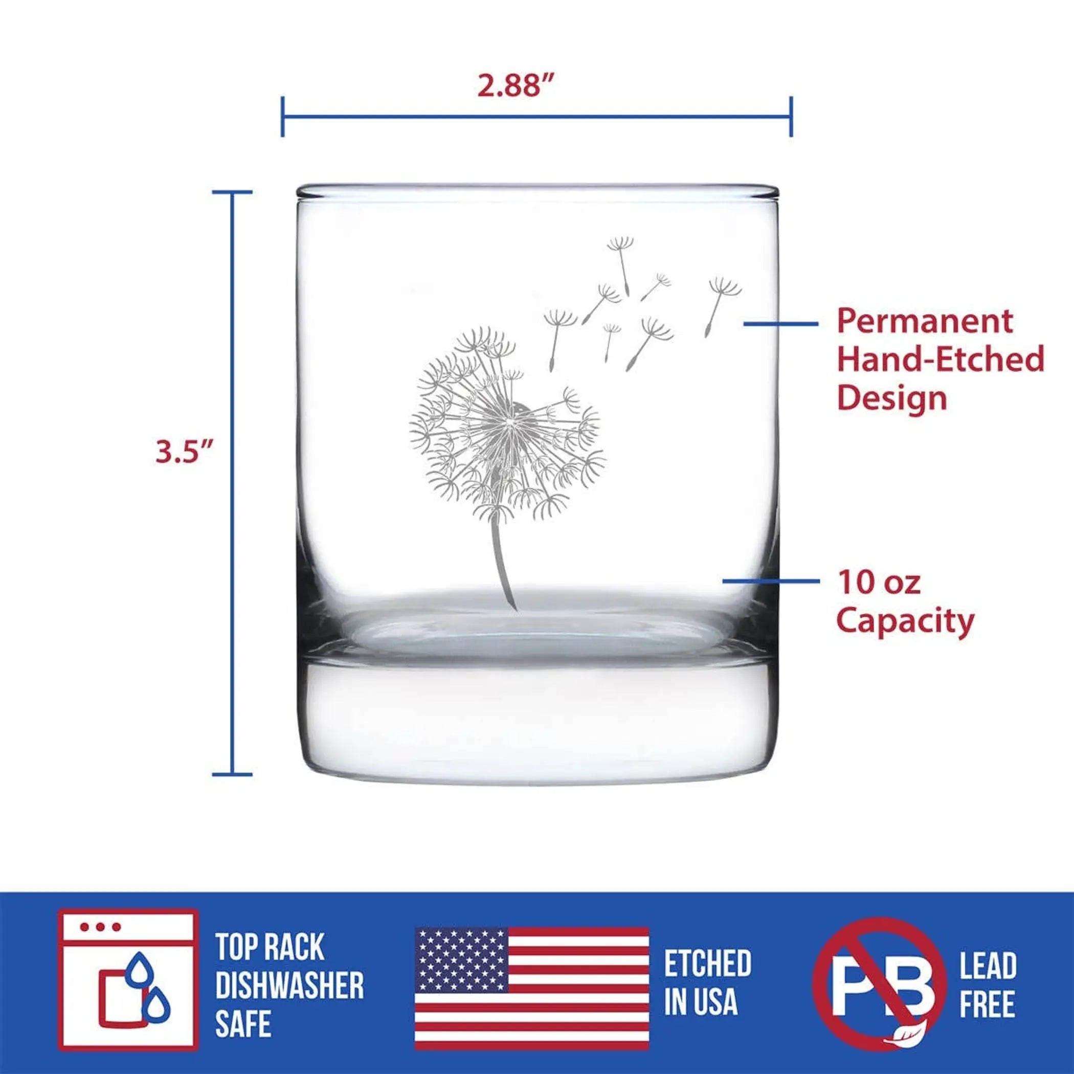 Dandelion Whiskey Rocks Glass - Floral Gifts and Decor Bevvee