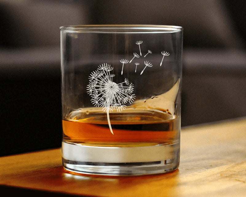 Dandelion Whiskey Rocks Glass - Floral Gifts and Decor Bevvee