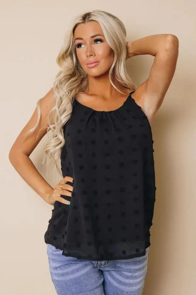 Dara Swiss Dot Textured Tank Stay Warm in Style
