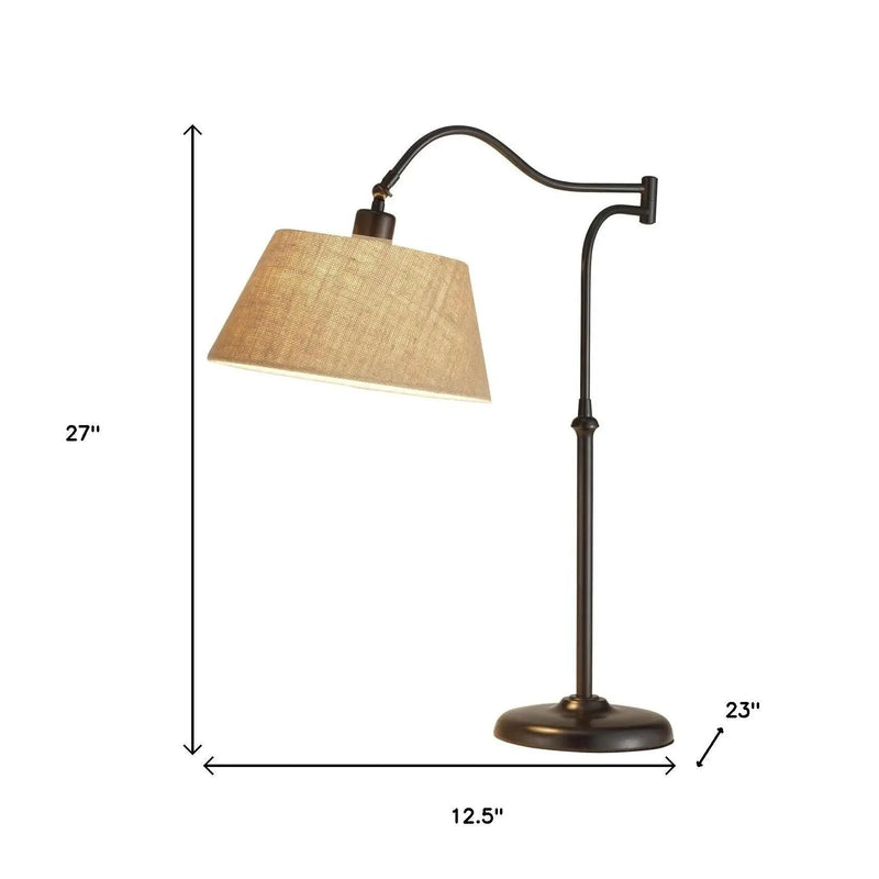 Dark Bronze Metal Swing Arm Adjustable Table Lamp Homeroots Lighting