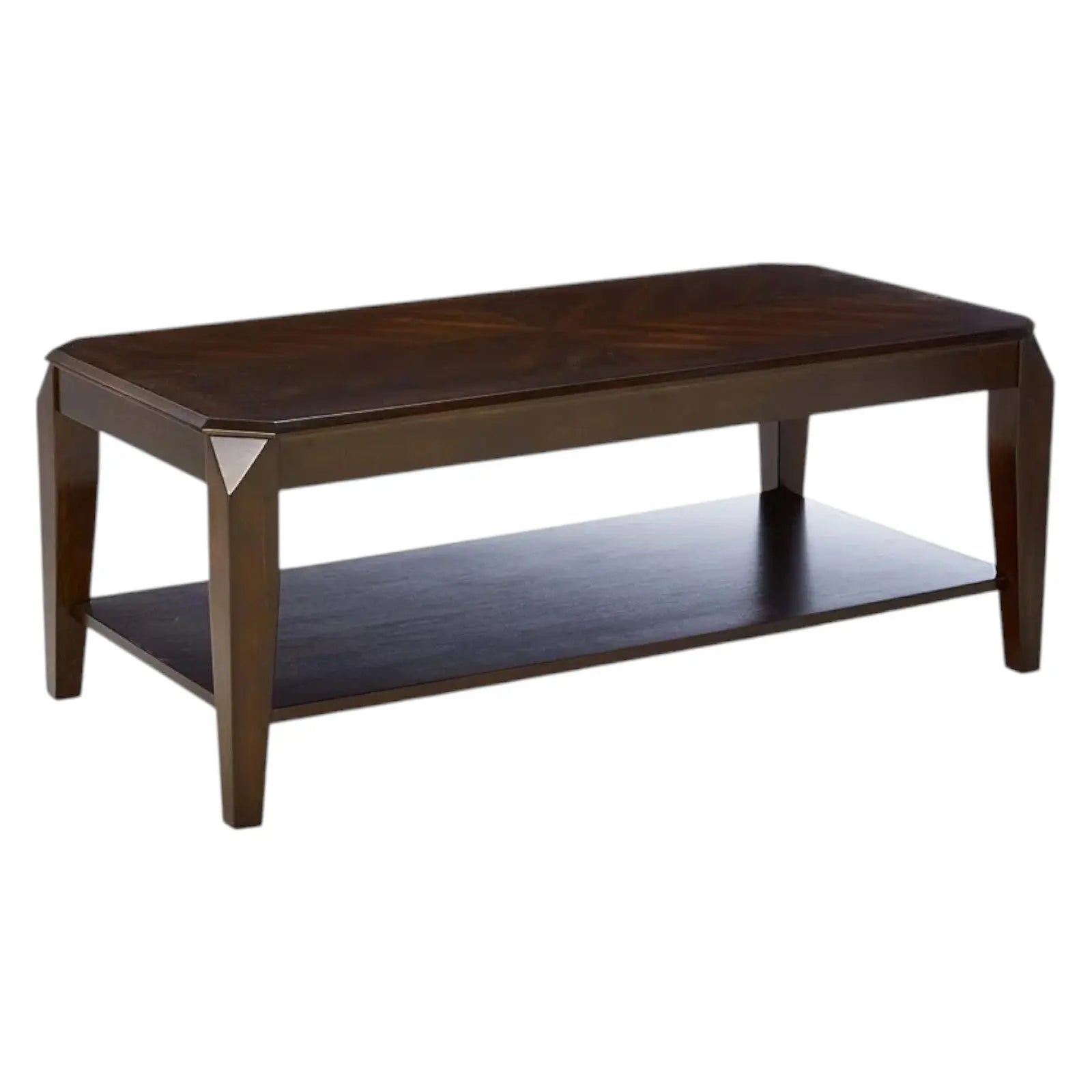 Dark Brown Solid Wood Coffee Table With Shelf Homeroots Living Room