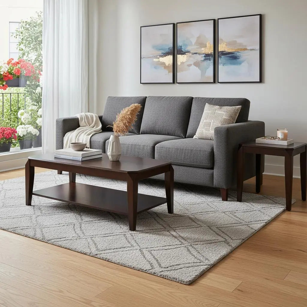 Dark Brown Solid Wood Coffee Table With Shelf Homeroots Living Room