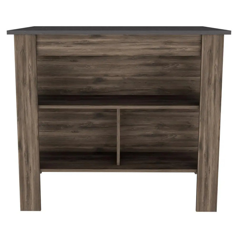 Dark Brown and Brown 41" Kitchen Island With Storage Homeroots Kitchen & Dining
