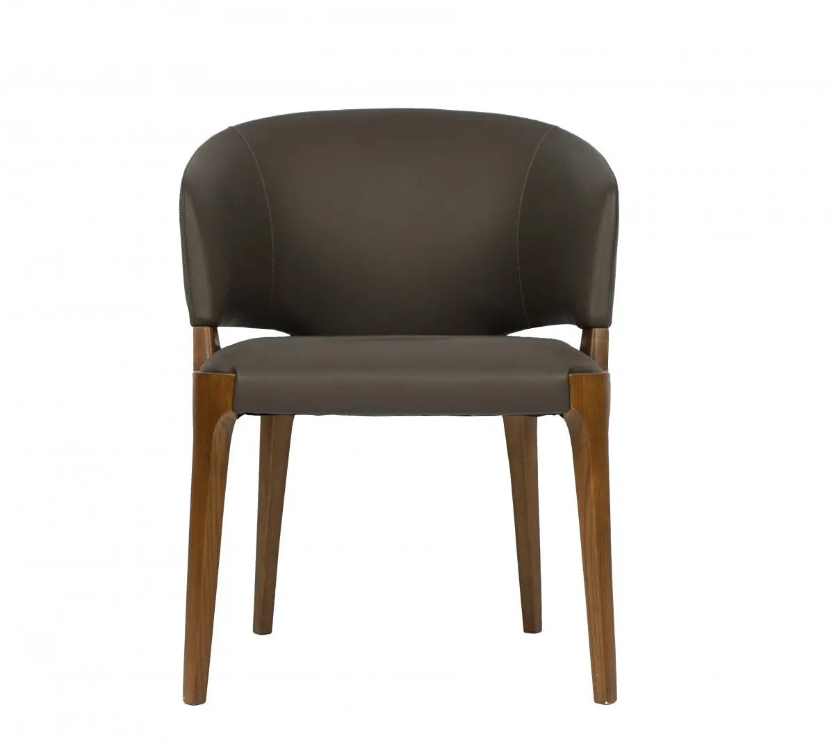 Dark Gray And Brown Upholstered Faux Leather Wing Back Dining Arm Chair Homeroots Kitchen & Dining