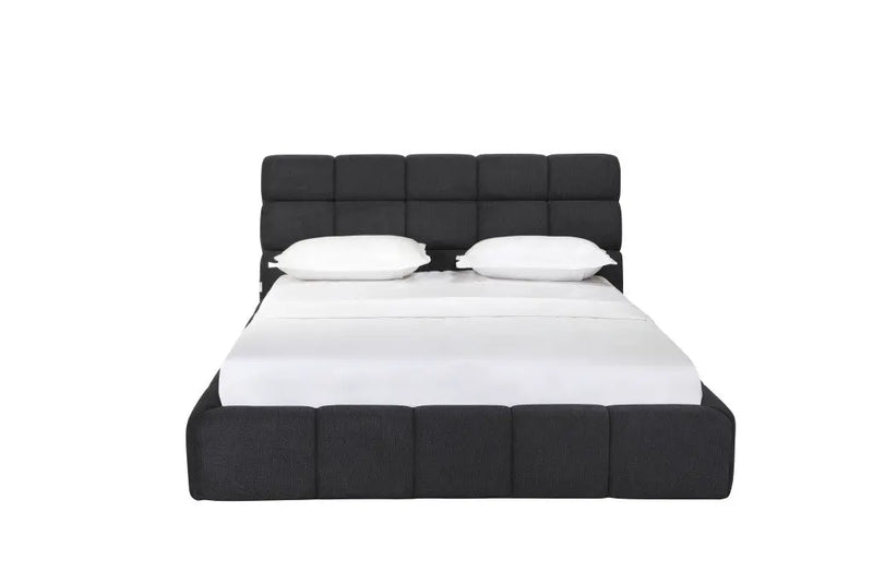 Dark Gray Tufted Linen Blend Upholstered Queen Bed Frame Homeroots Bed & Bath