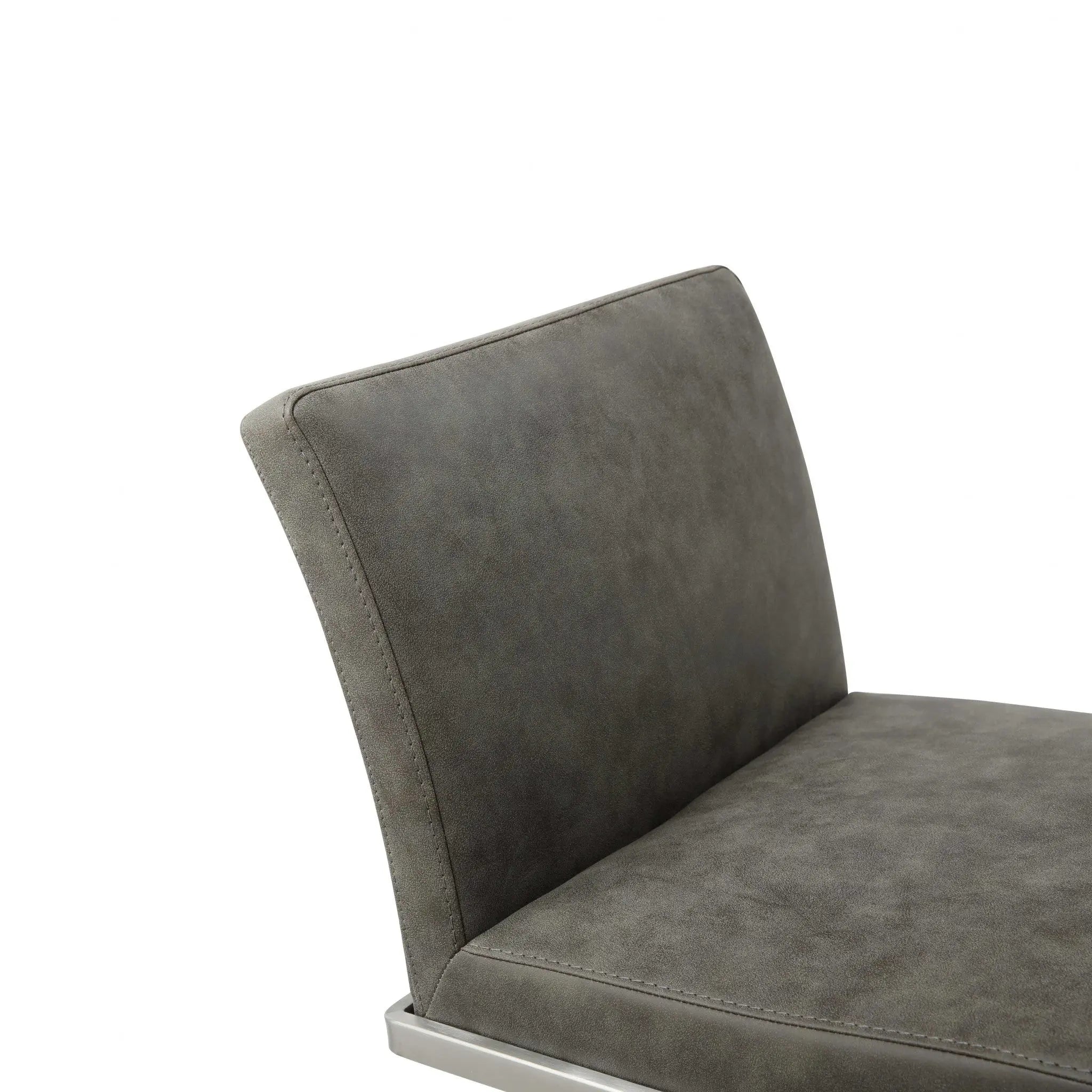 Dark Gray and Silver Faux Leather And Steel Adjustable Bar Chair Homeroots Living Room