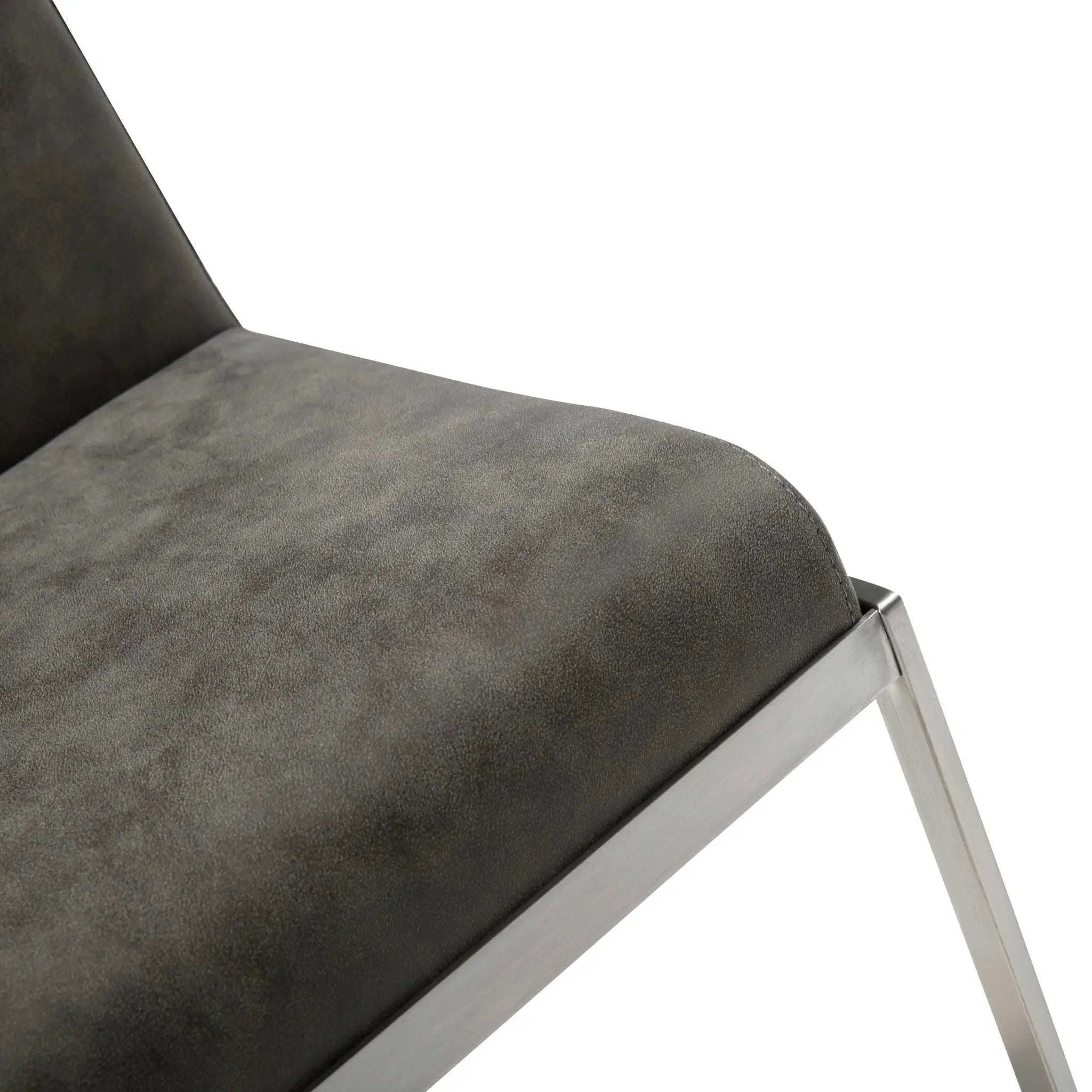 Dark Gray and Silver Faux Leather And Steel Adjustable Bar Chair Homeroots Living Room
