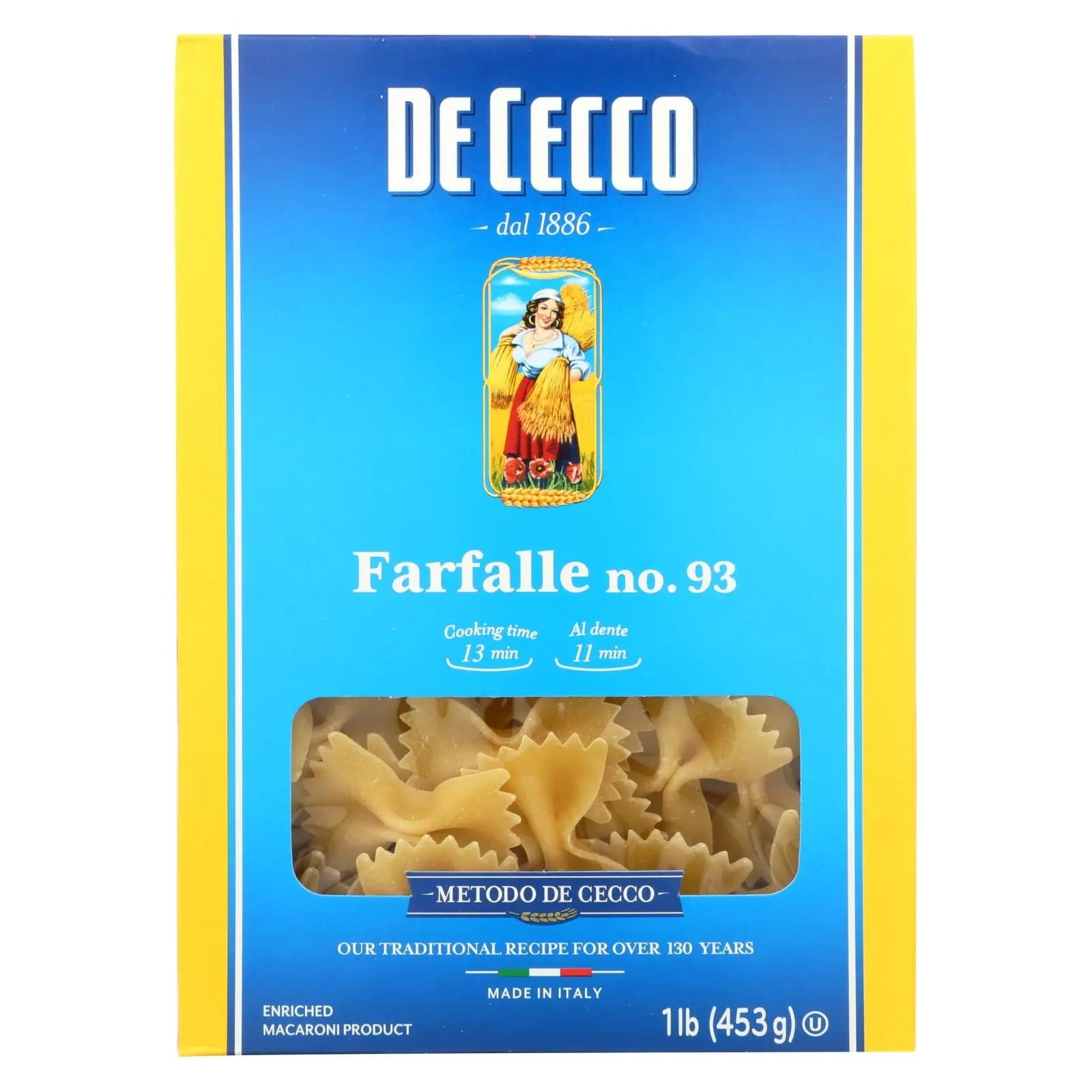 De Cecco Pasta - Pasta - Farfalle - Bowties - Case Of 12 - 16 Oz De Cecco Pasta