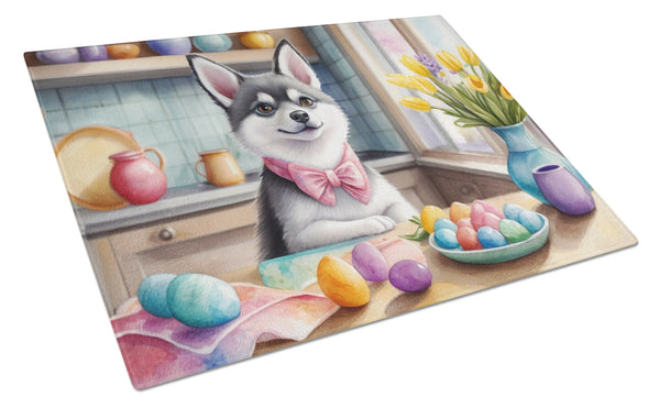 Decorating Easter Alaskan Klee Kai Glass Cutting Board Caroline's Treasures