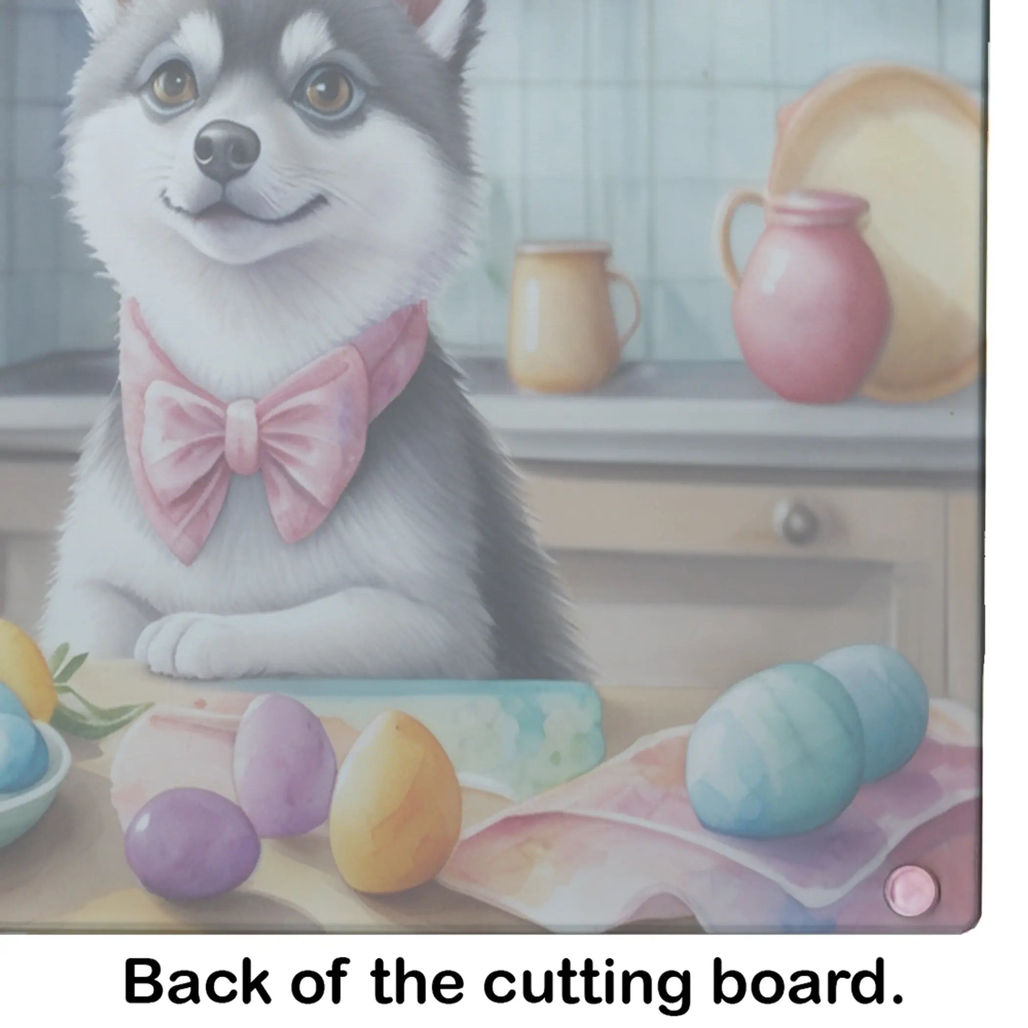 Decorating Easter Alaskan Klee Kai Glass Cutting Board Caroline's Treasures