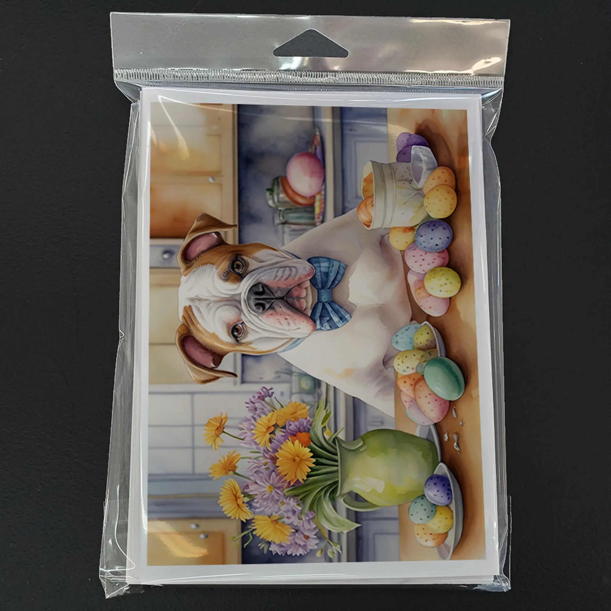 Decorating Easter American Bulldog Greeting Cards Pack of 8 Caroline's Treasures