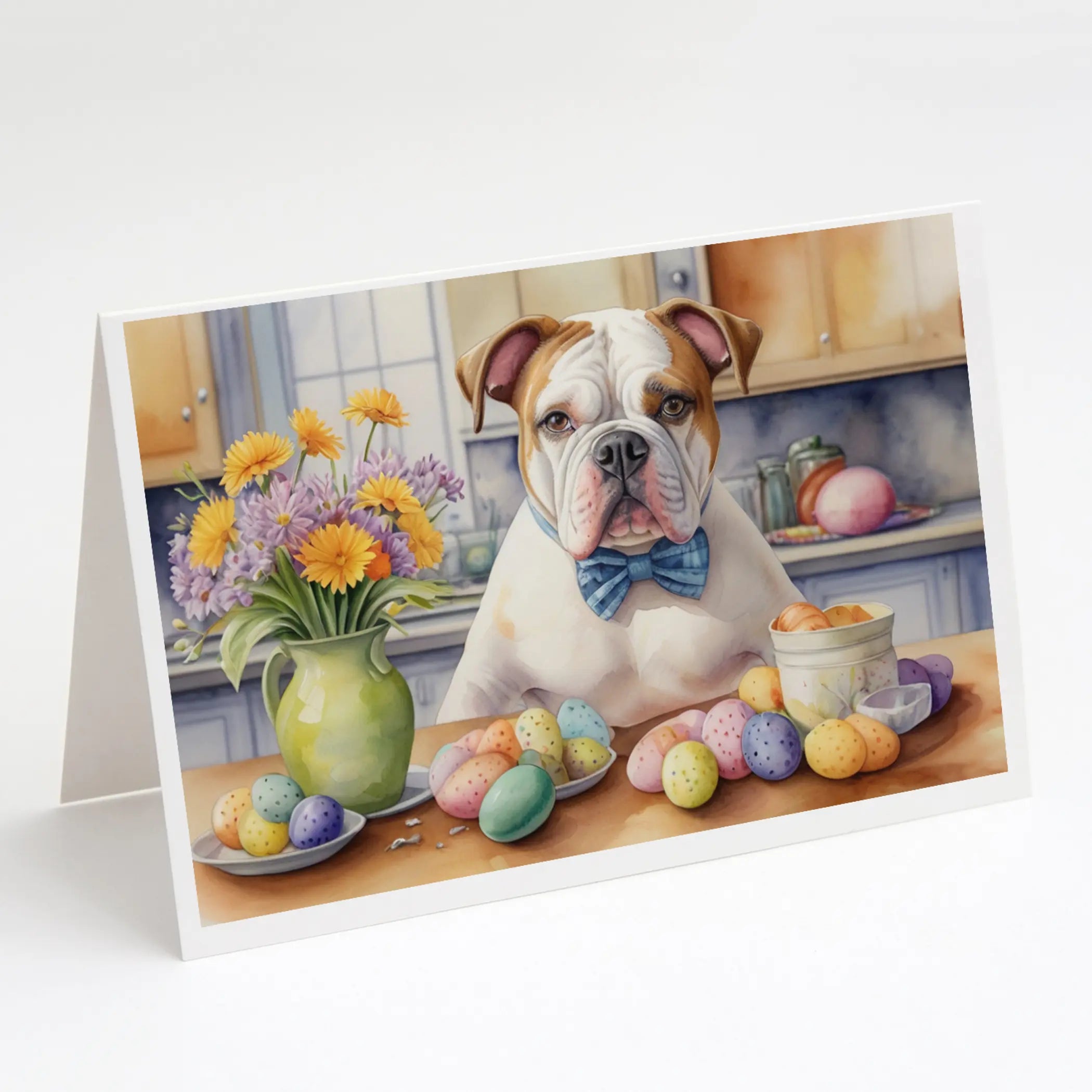 Decorating Easter American Bulldog Greeting Cards Pack of 8 Caroline's Treasures