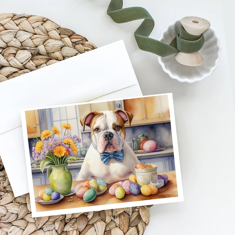 Decorating Easter American Bulldog Greeting Cards Pack of 8 Caroline's Treasures