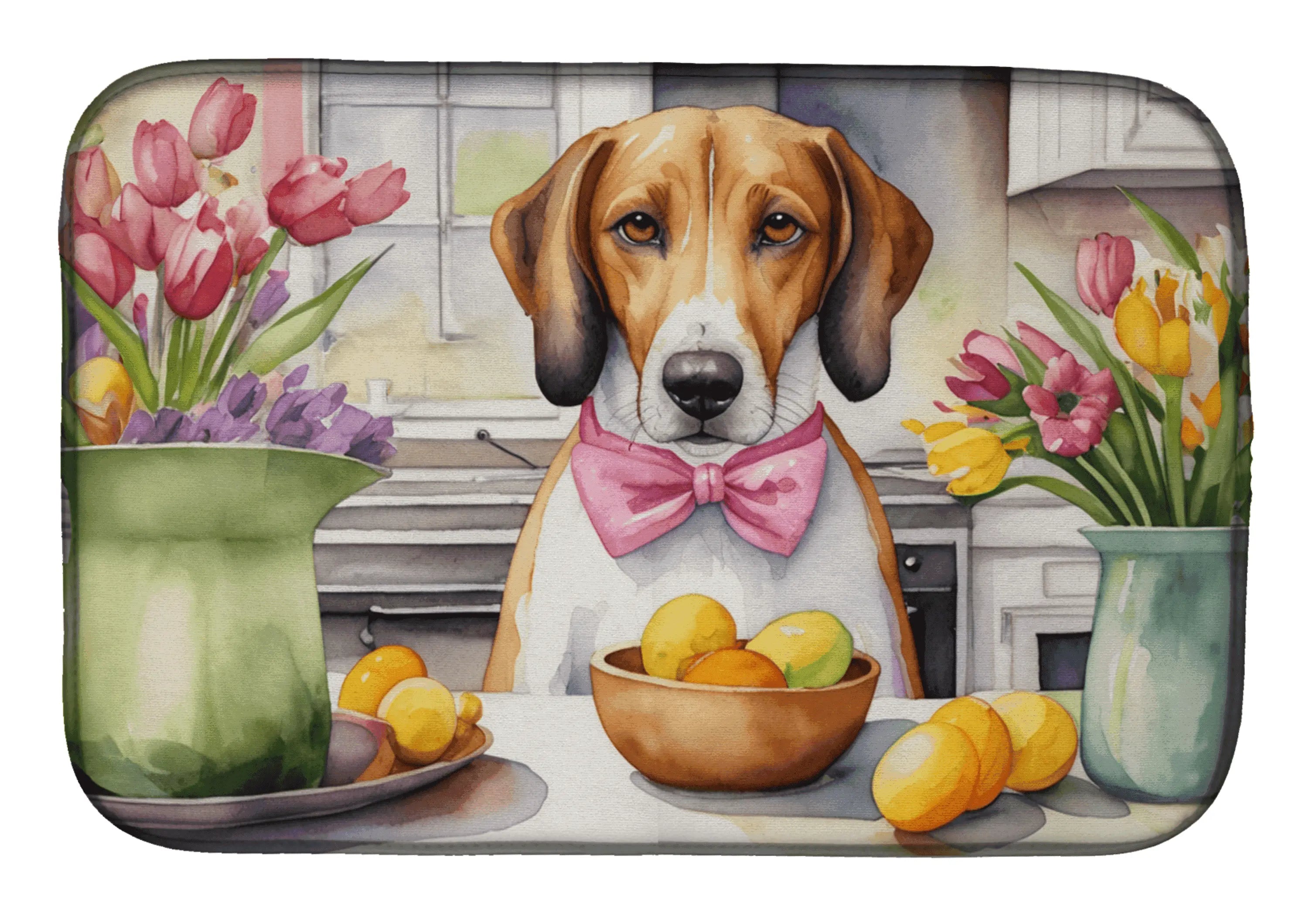 Decorating Easter American Foxhound Dish Drying Mat Caroline's Treasures