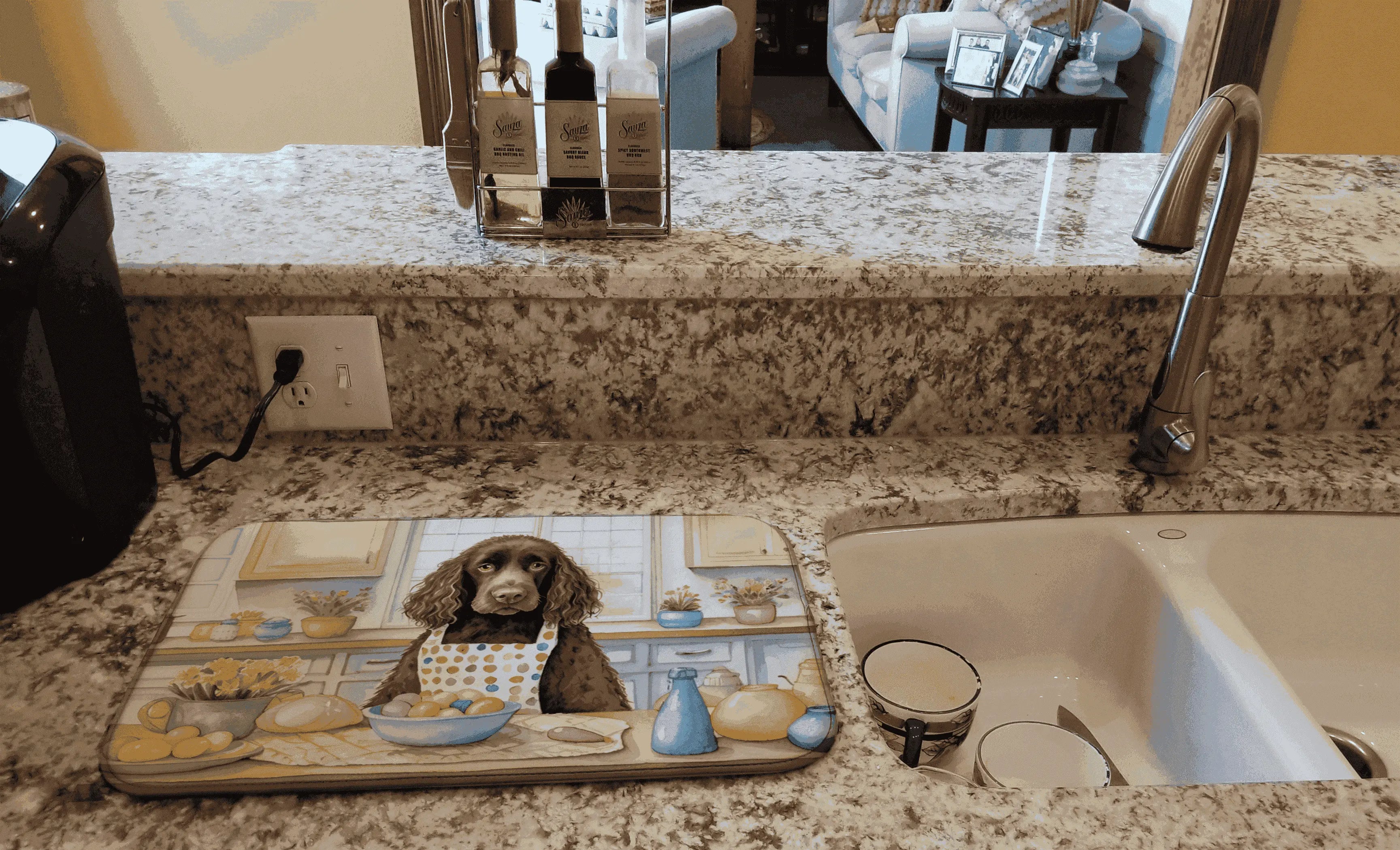 Decorating Easter American Water Spaniel Dish Drying Mat Caroline's Treasures