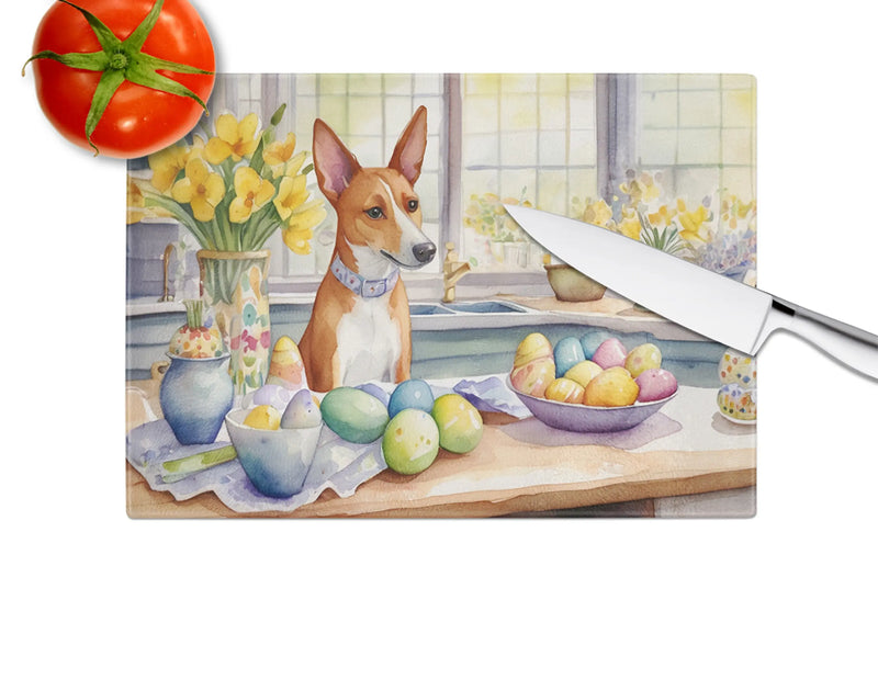 Decorating Easter Basenji Glass Cutting Board Caroline's Treasures