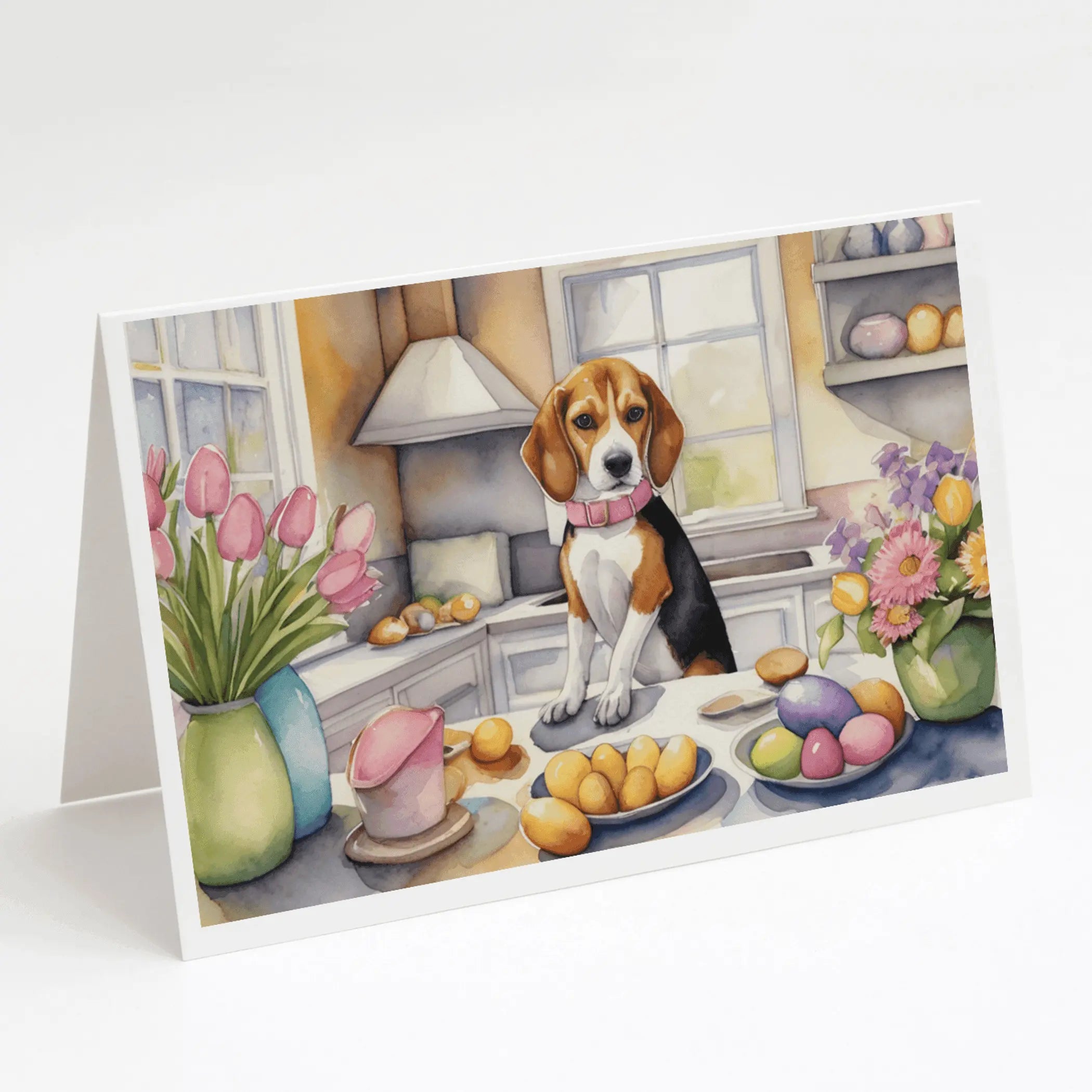 Decorating Easter Beagle Greeting Cards Pack of 8 Caroline's Treasures