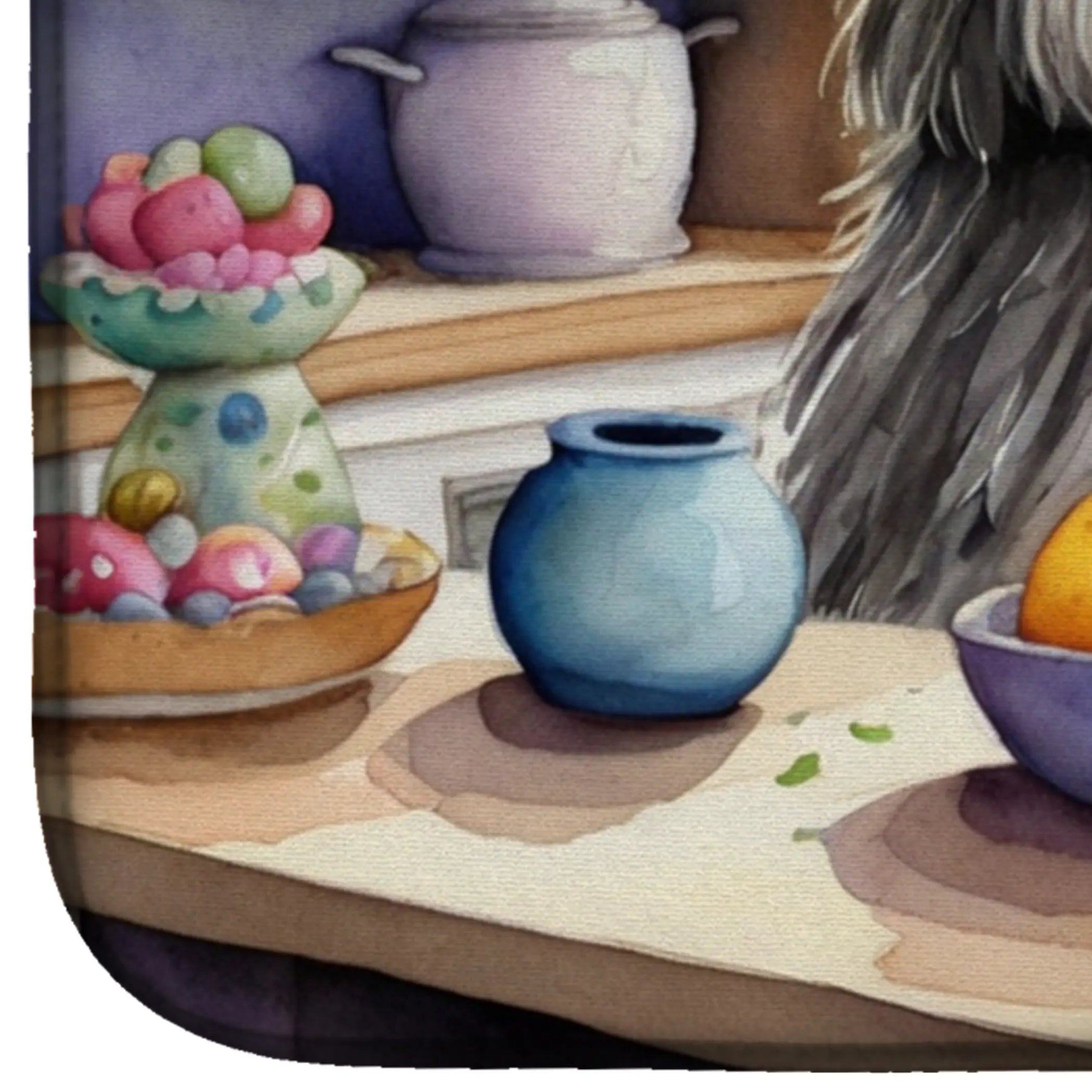 Decorating Easter Bergamasco Sheepdog Dish Drying Mat Caroline's Treasures