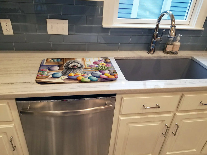 Decorating Easter Bergamasco Sheepdog Dish Drying Mat Caroline's Treasures