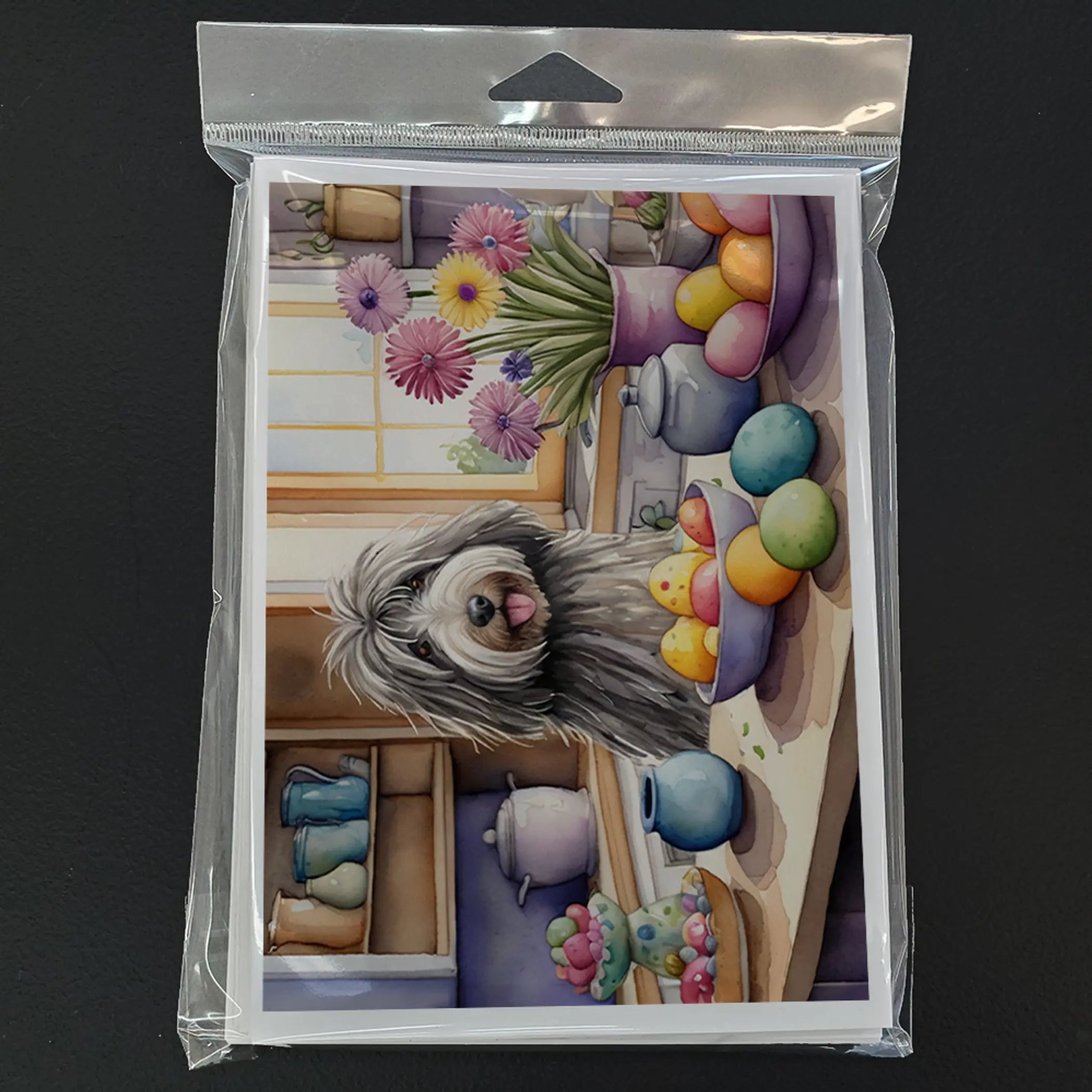 Decorating Easter Bergamasco Sheepdog Greeting Cards Pack of 8 Caroline's Treasures
