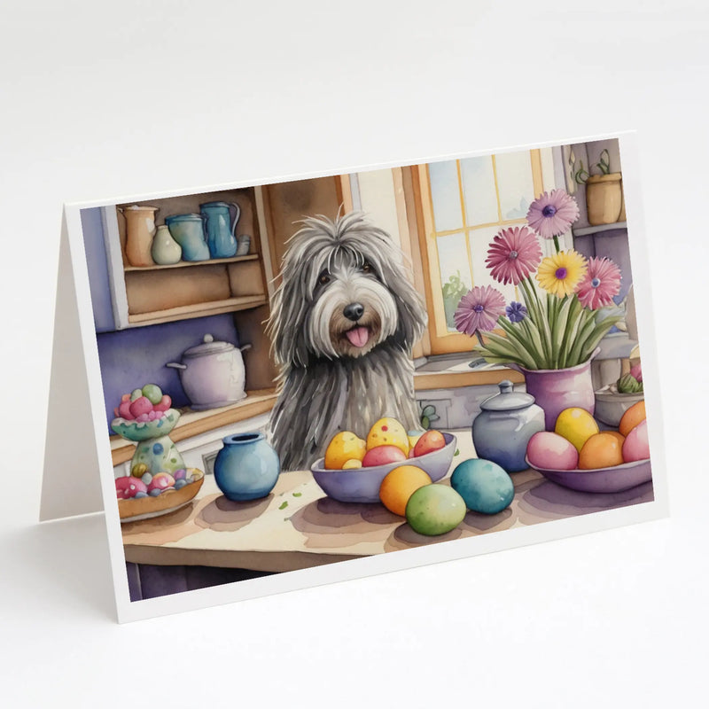 Decorating Easter Bergamasco Sheepdog Greeting Cards Pack of 8 Caroline's Treasures