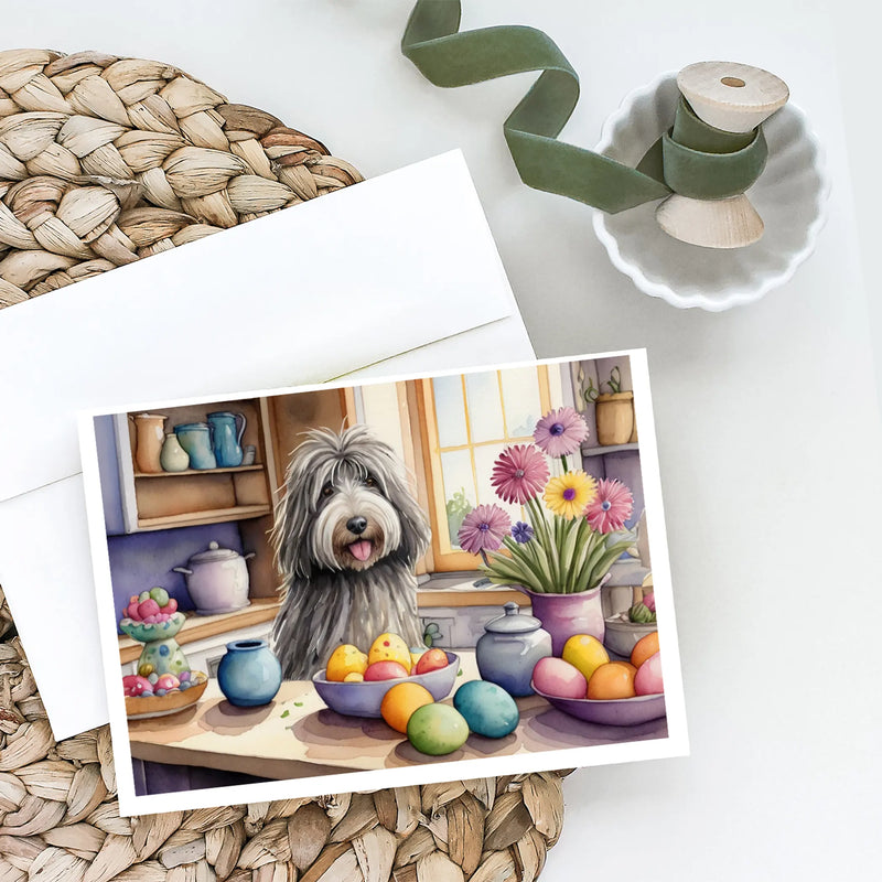 Decorating Easter Bergamasco Sheepdog Greeting Cards Pack of 8 Caroline's Treasures