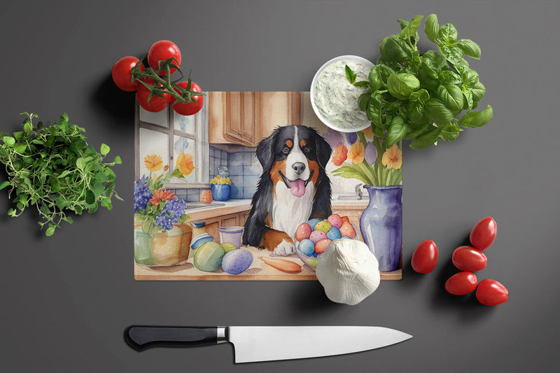Decorating Easter Bernese Mountain Dog Glass Cutting Board Caroline's Treasures